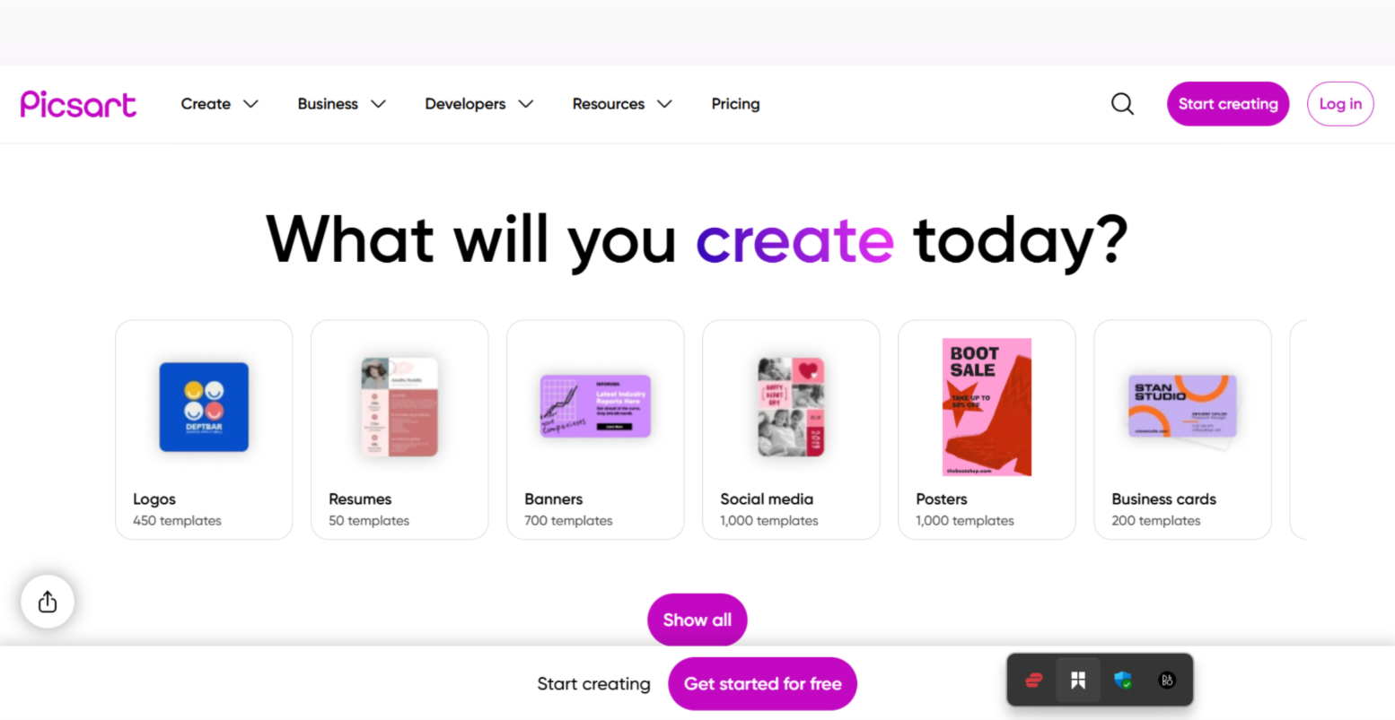 Picsart's official website