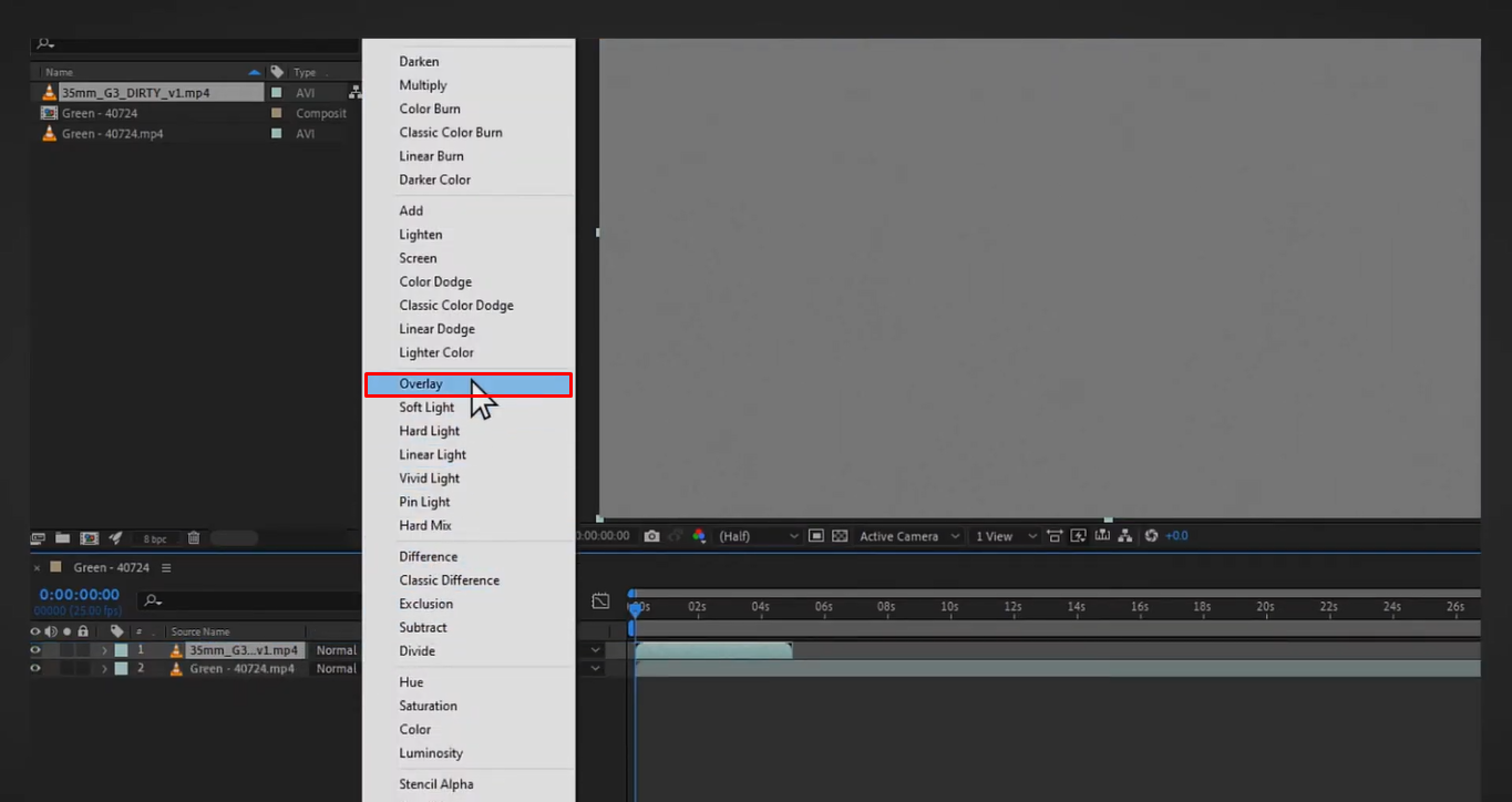 החלת מצב מיזוג בכיסוי התבואה After Effects