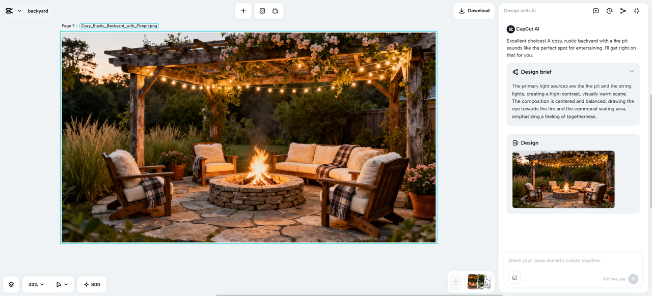 CapCut Web's AI backyard design tool