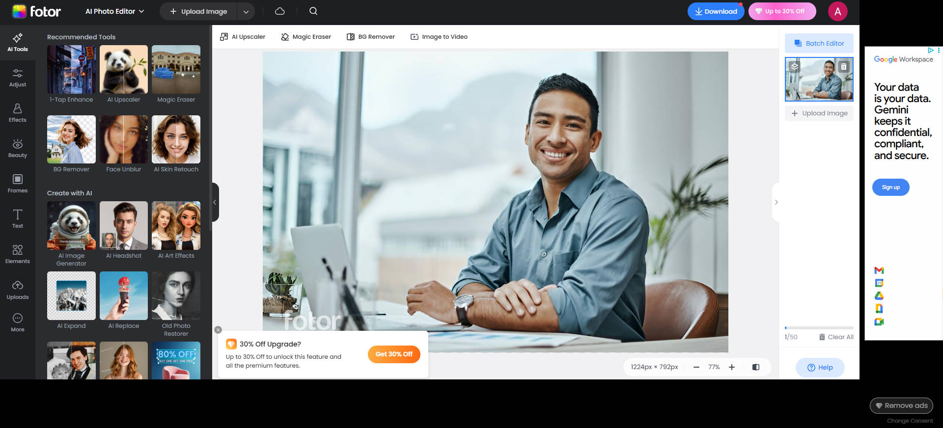 Fotor AI photo retouching software