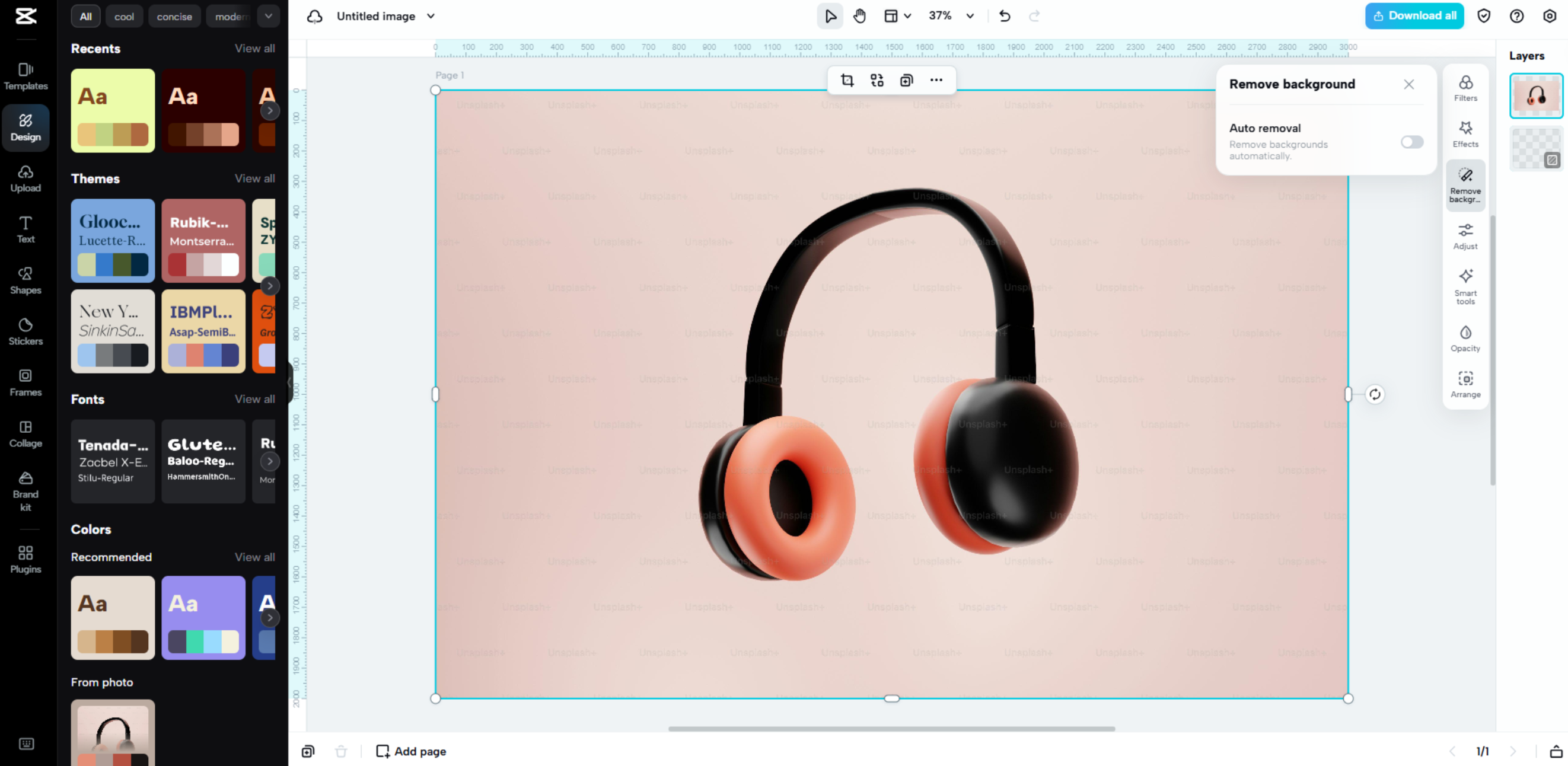 Interface of CapCut Web - another tool to remove image backgrounds