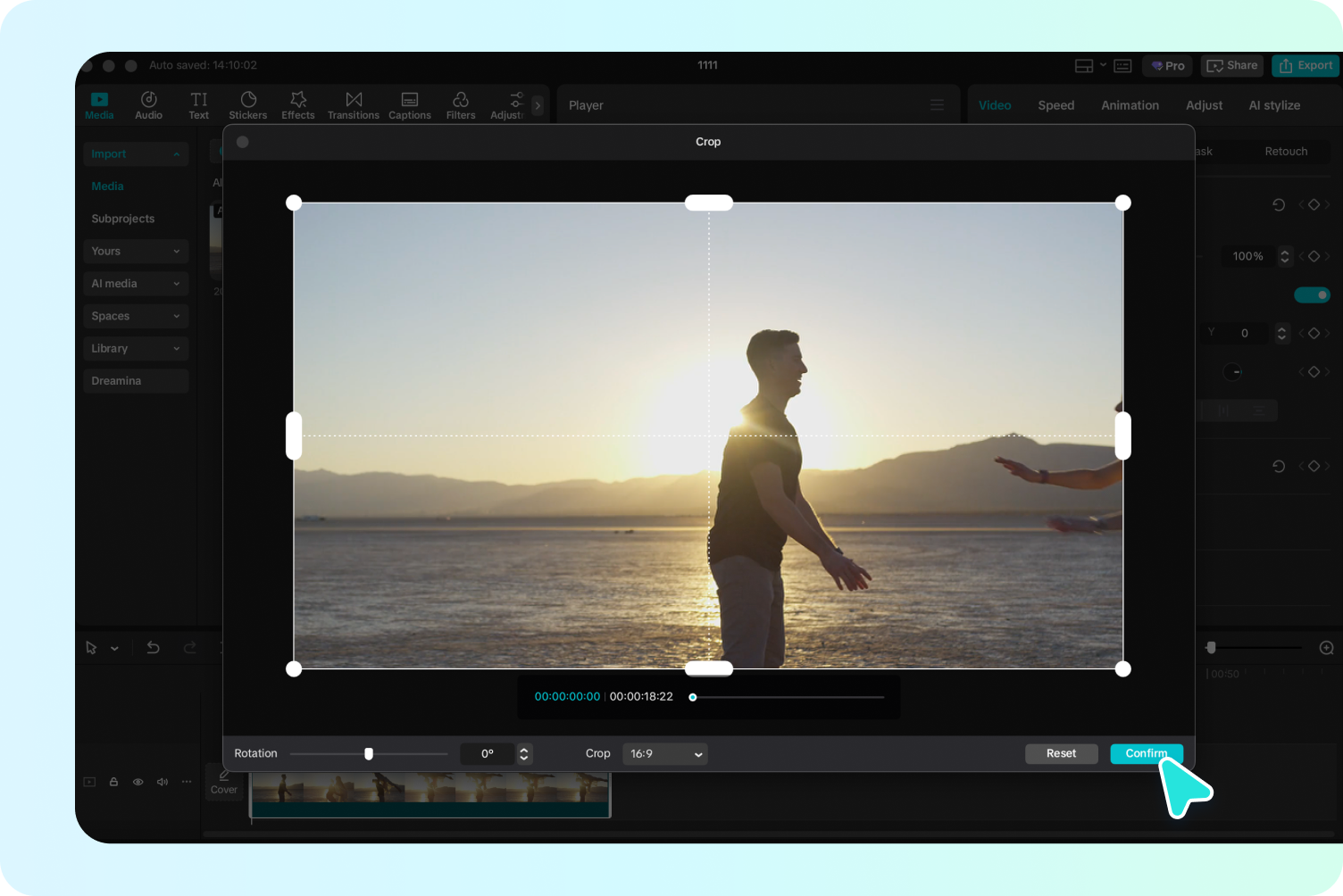 Cropping video in the CapCut desktop video editor