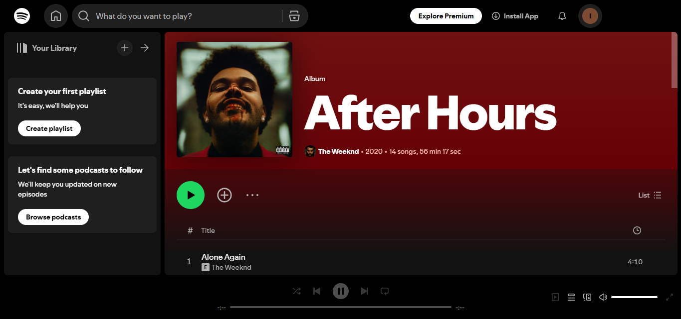 After Hours von The Weeknd - eines der meistgestreamten Alben auf Spotify