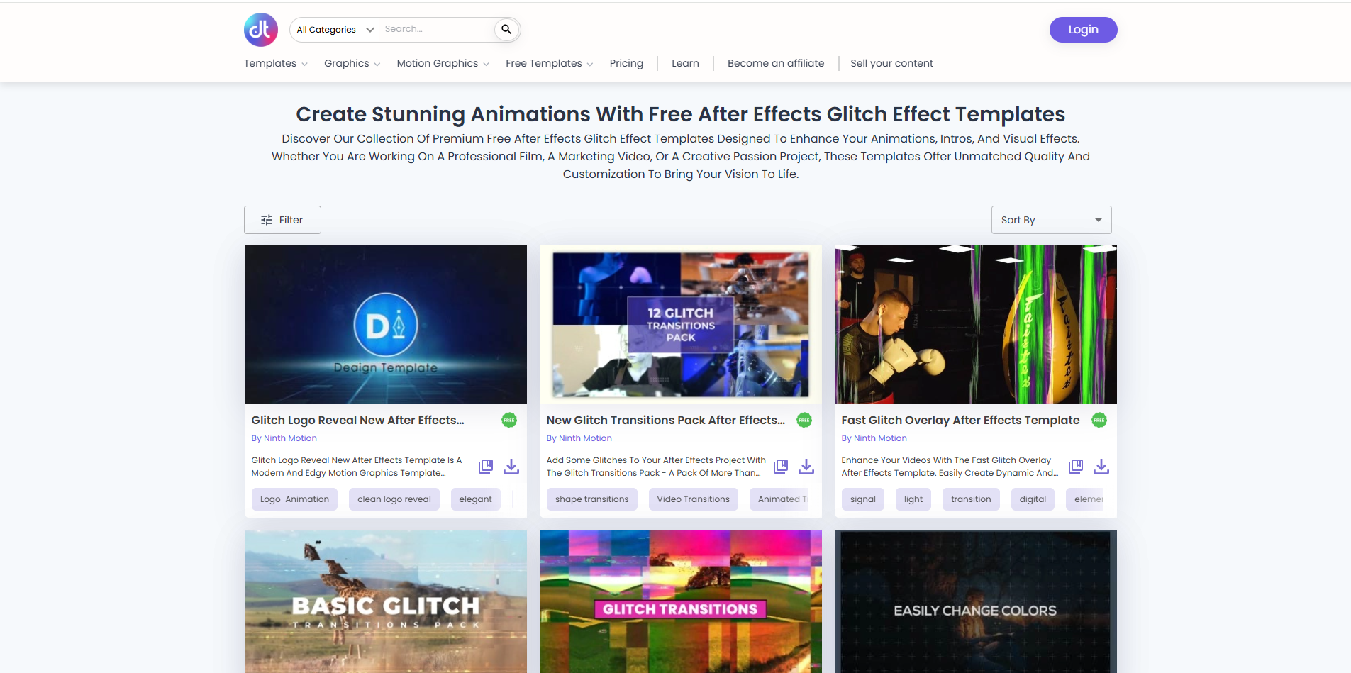 Interface of Design Template - a valuable resource for AE glitch text effects