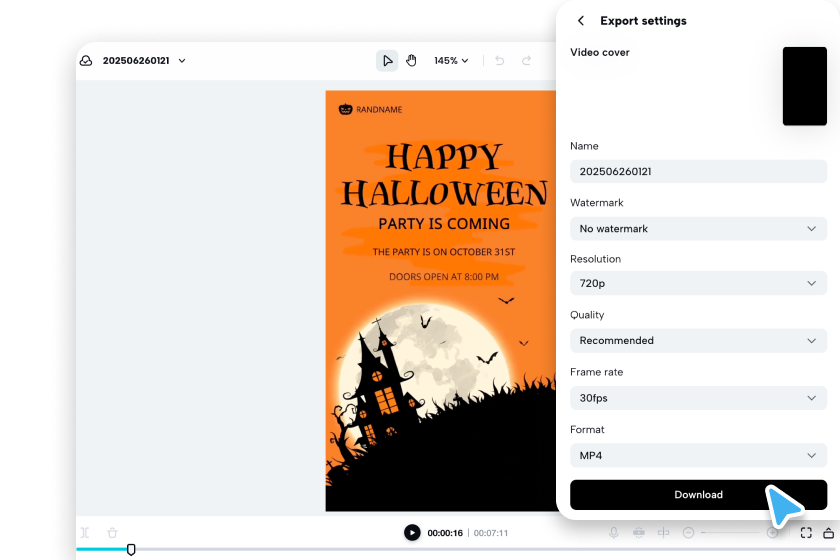 Export your Halloween video
