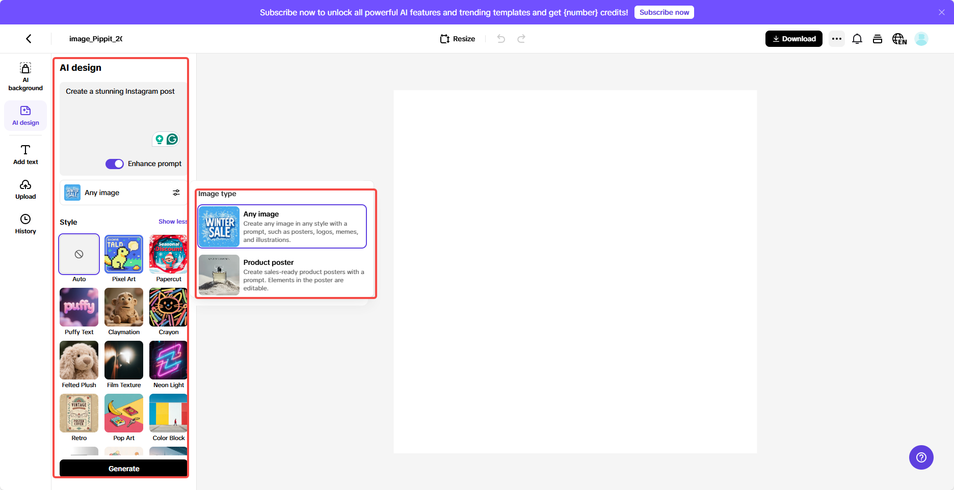 Generate and personalize the image