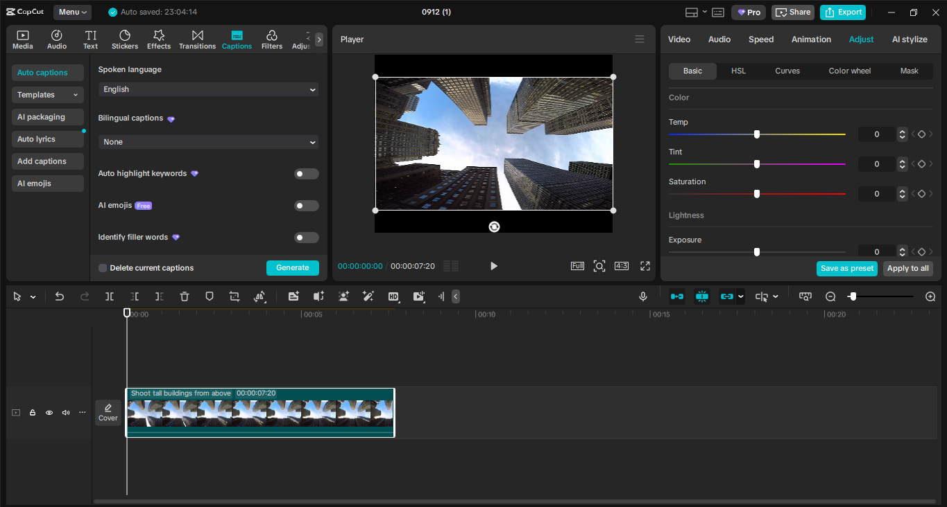 Interface of the CapCut desktop video editor - the best tool to edit videos effortlessly on low-spec PCs