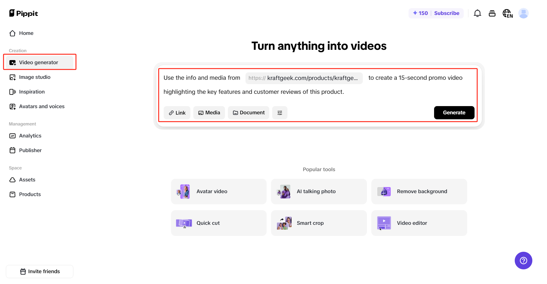 Enter your script and product link