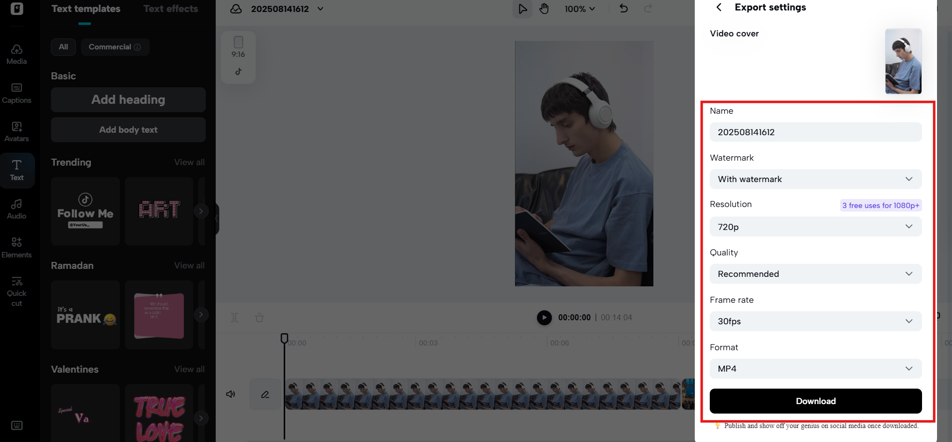 Save your video