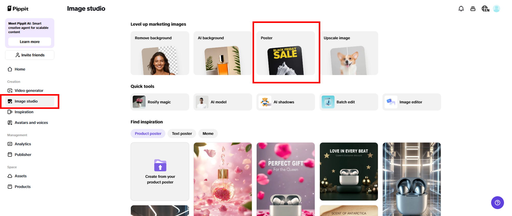 Sign up and access Pippit