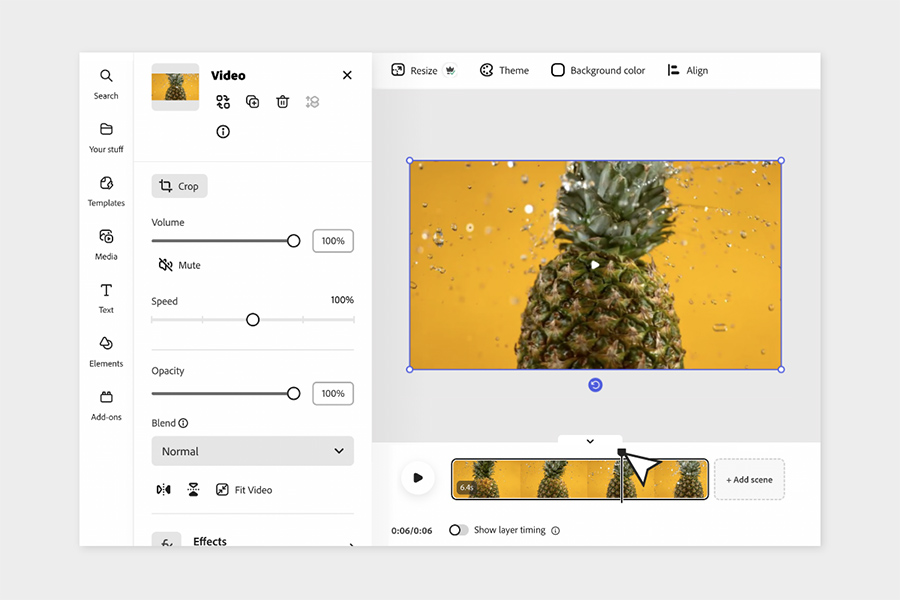 Antarmuka Adobe - alat lain untuk membuat video pemasaran secara online.