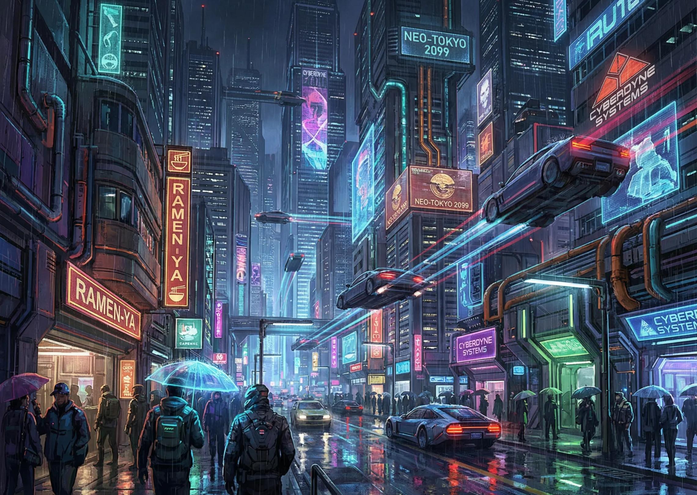 Futuristinen kaupungin siluetti yöllä