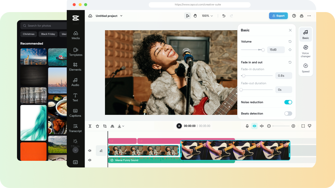 volume control and pitch edit in CapCut