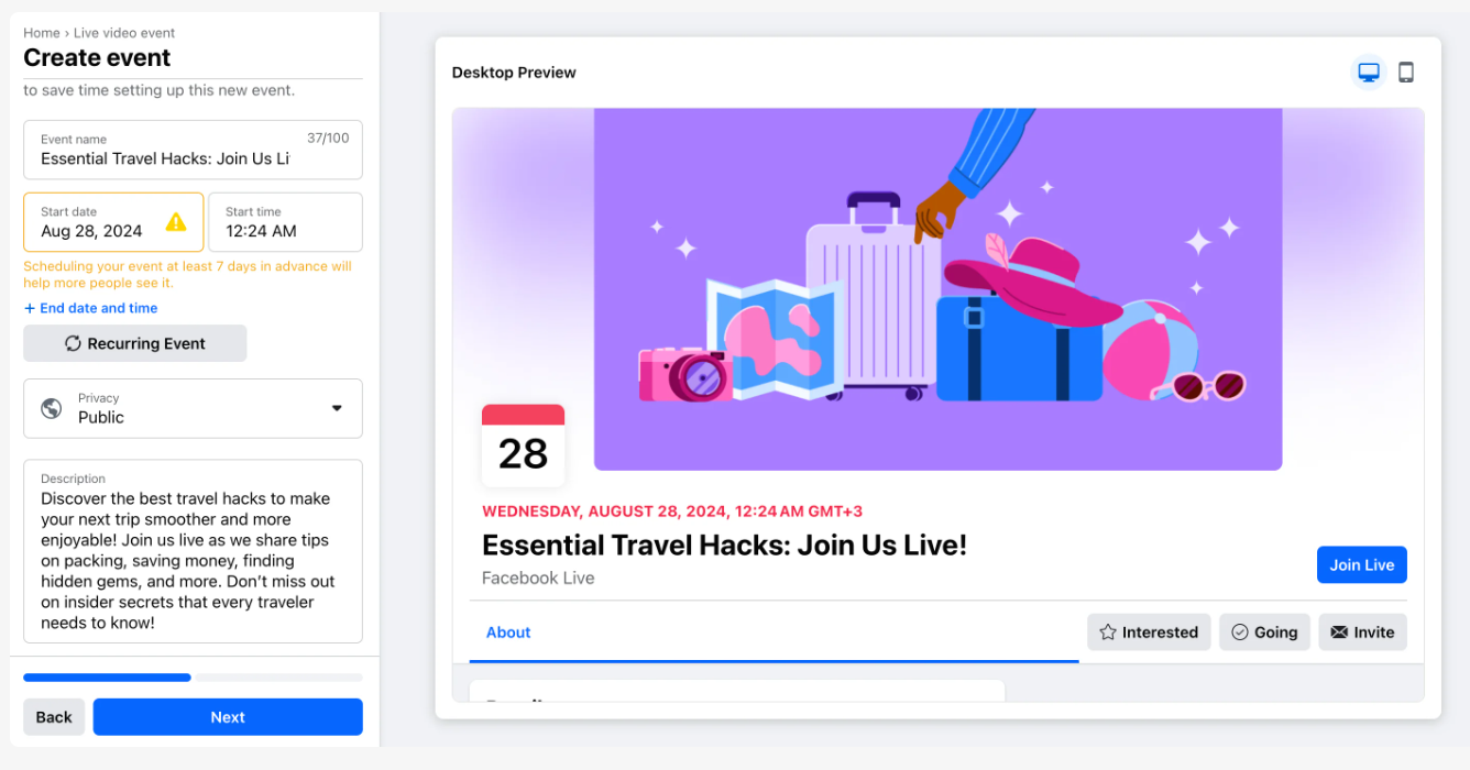 Facebookライブ配信をスケジュールする簡単な方法