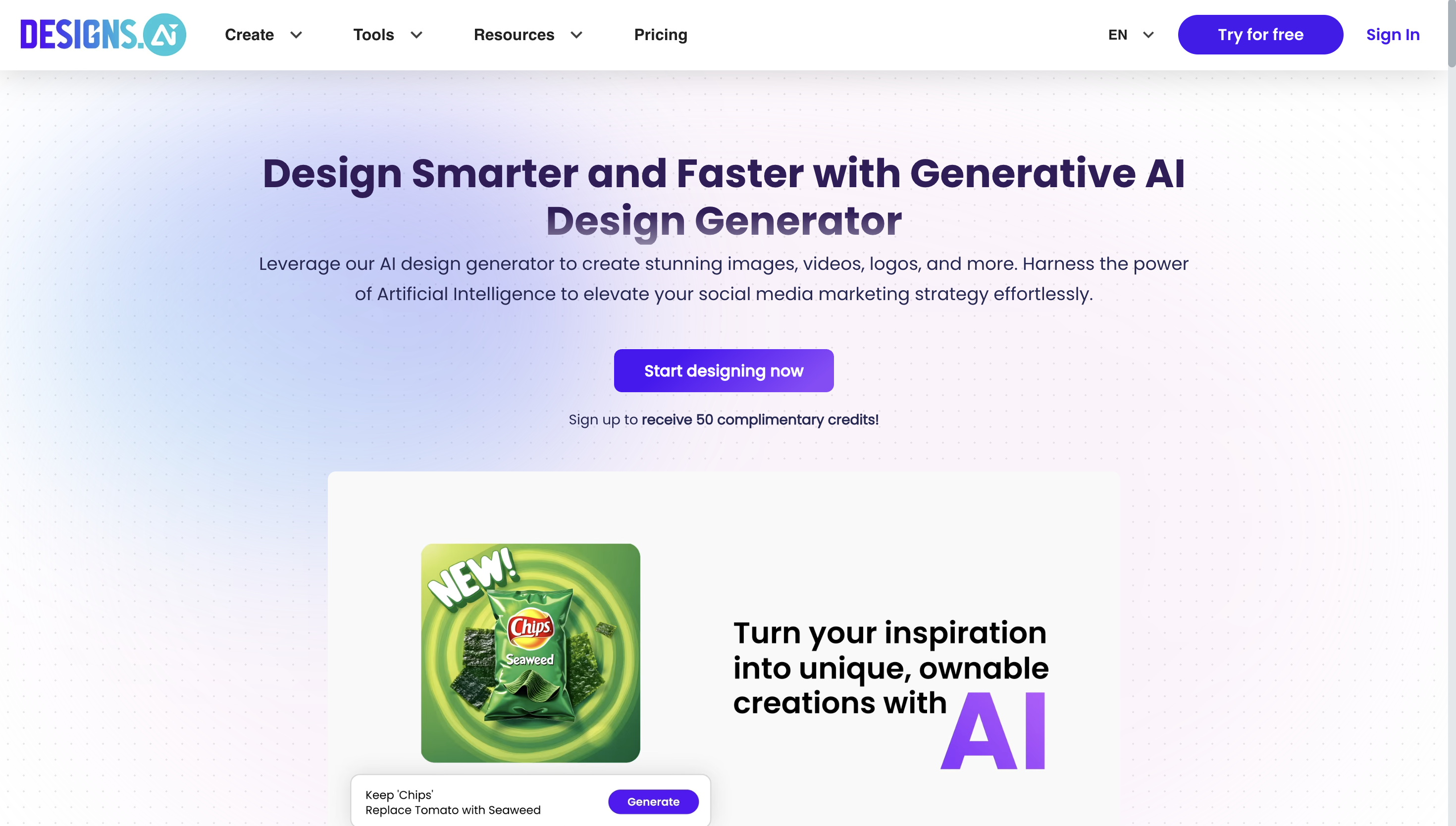 Giao diện Designs.ai