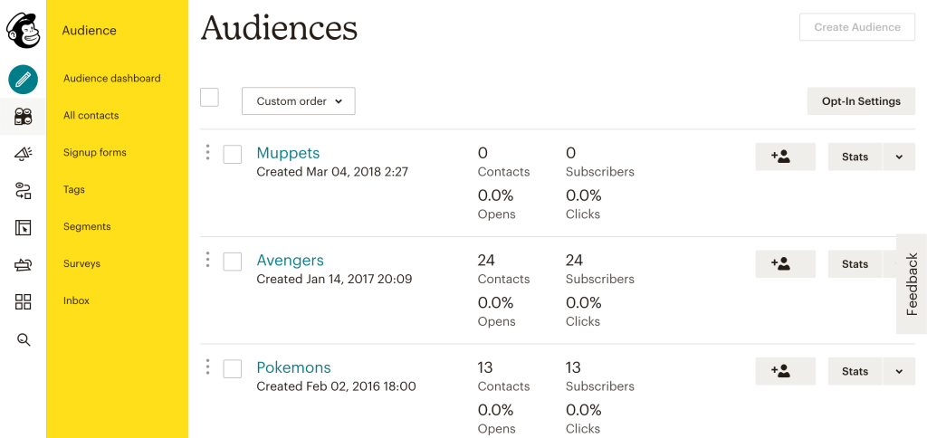 Mailchimp's interface