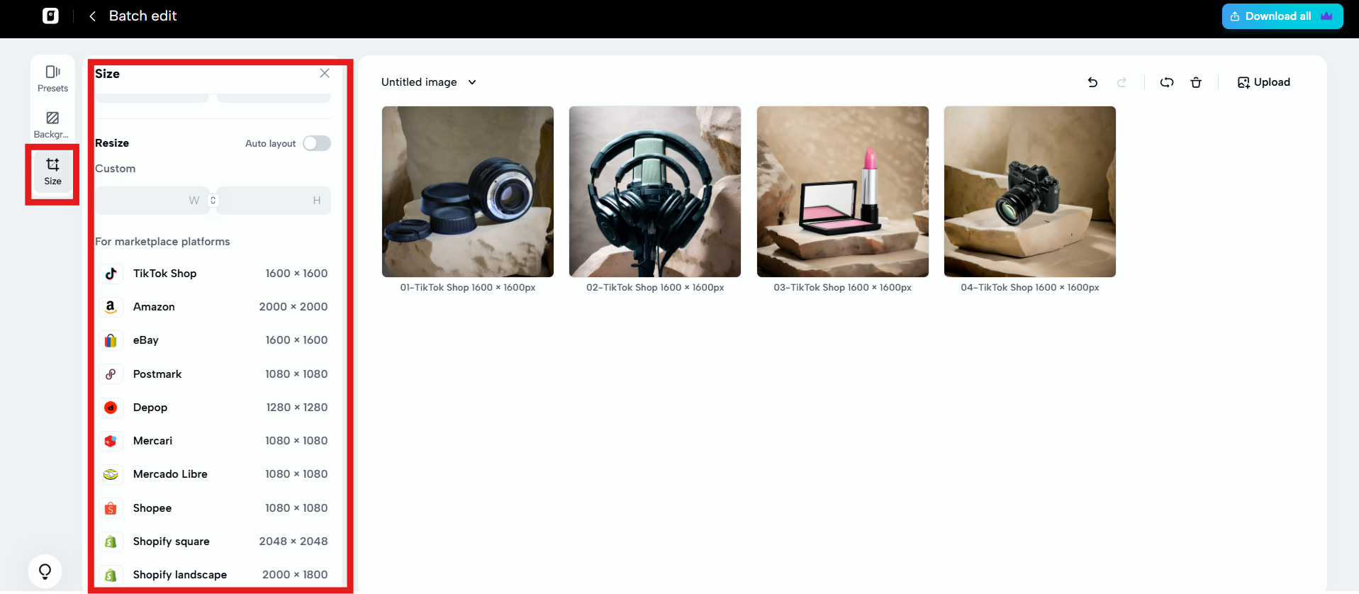 Resize the images