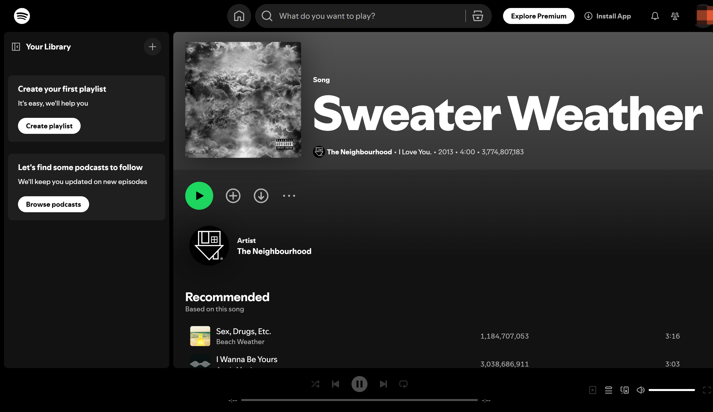 Top 100 songs streamed on Spotify: Sweater Weather