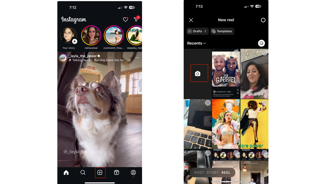 Abra a câmera do Instagram