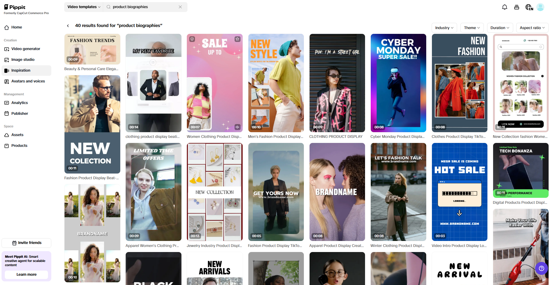 AI-powered templates for product biographies