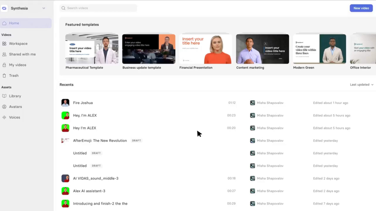 Interface do Synthesia
