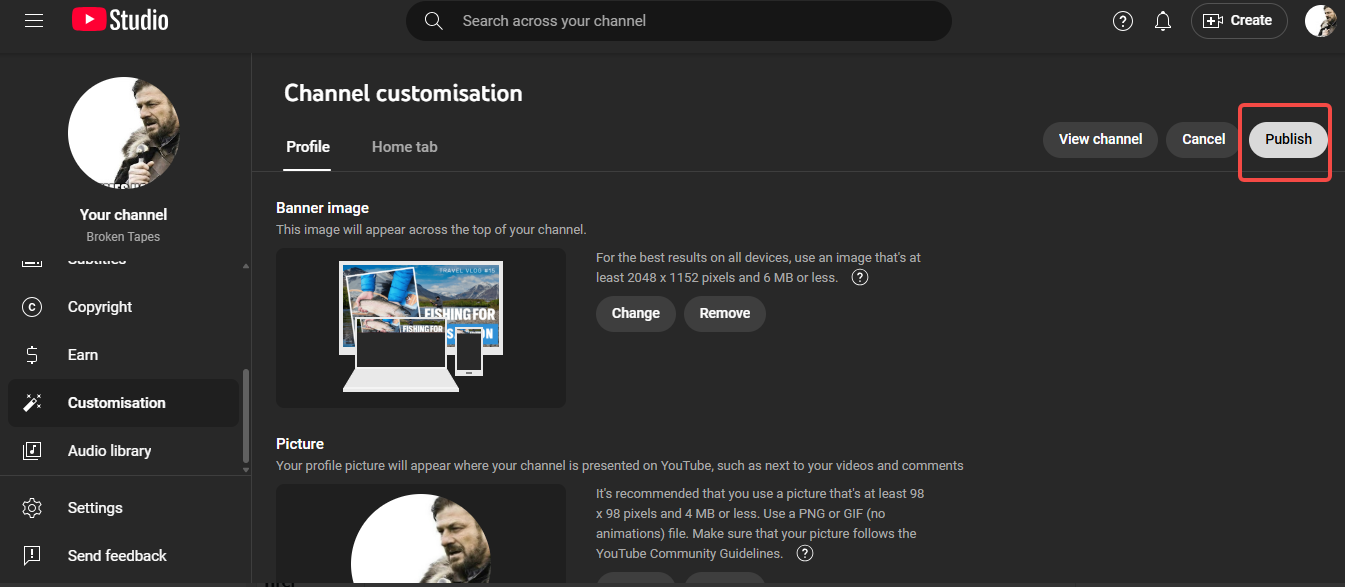 Opublikuj swój baner na YouTube