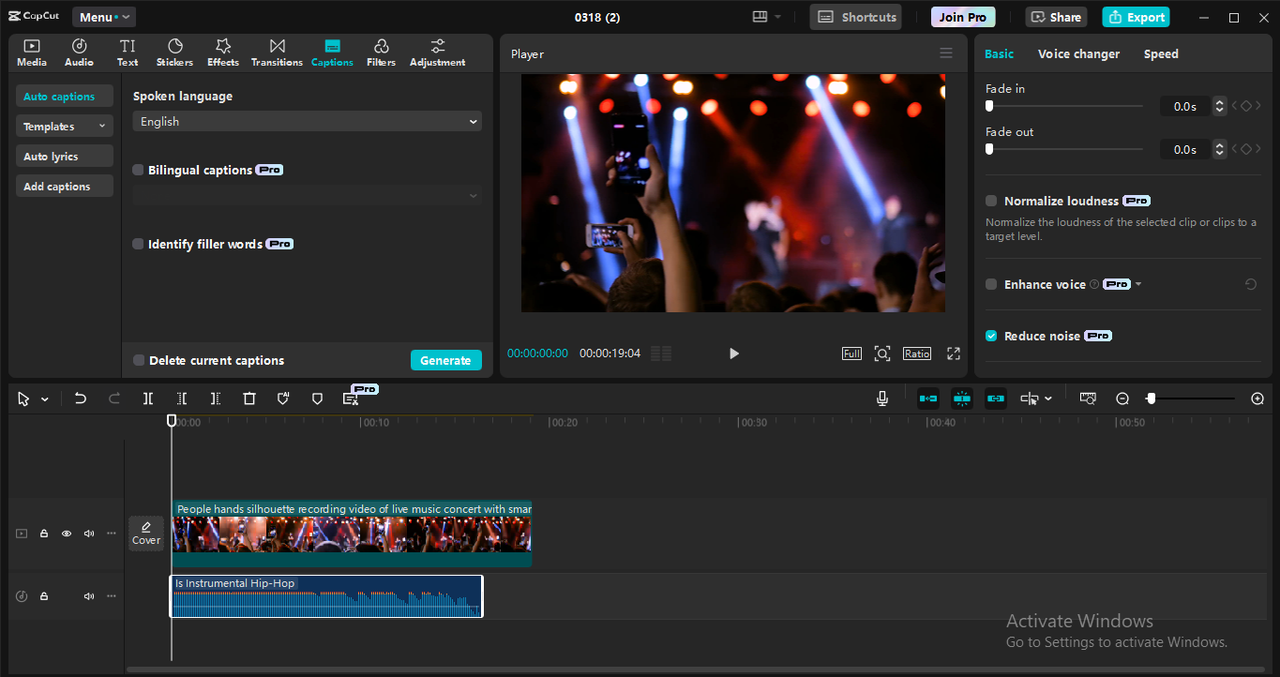 Interface of CapCut desktop video editor