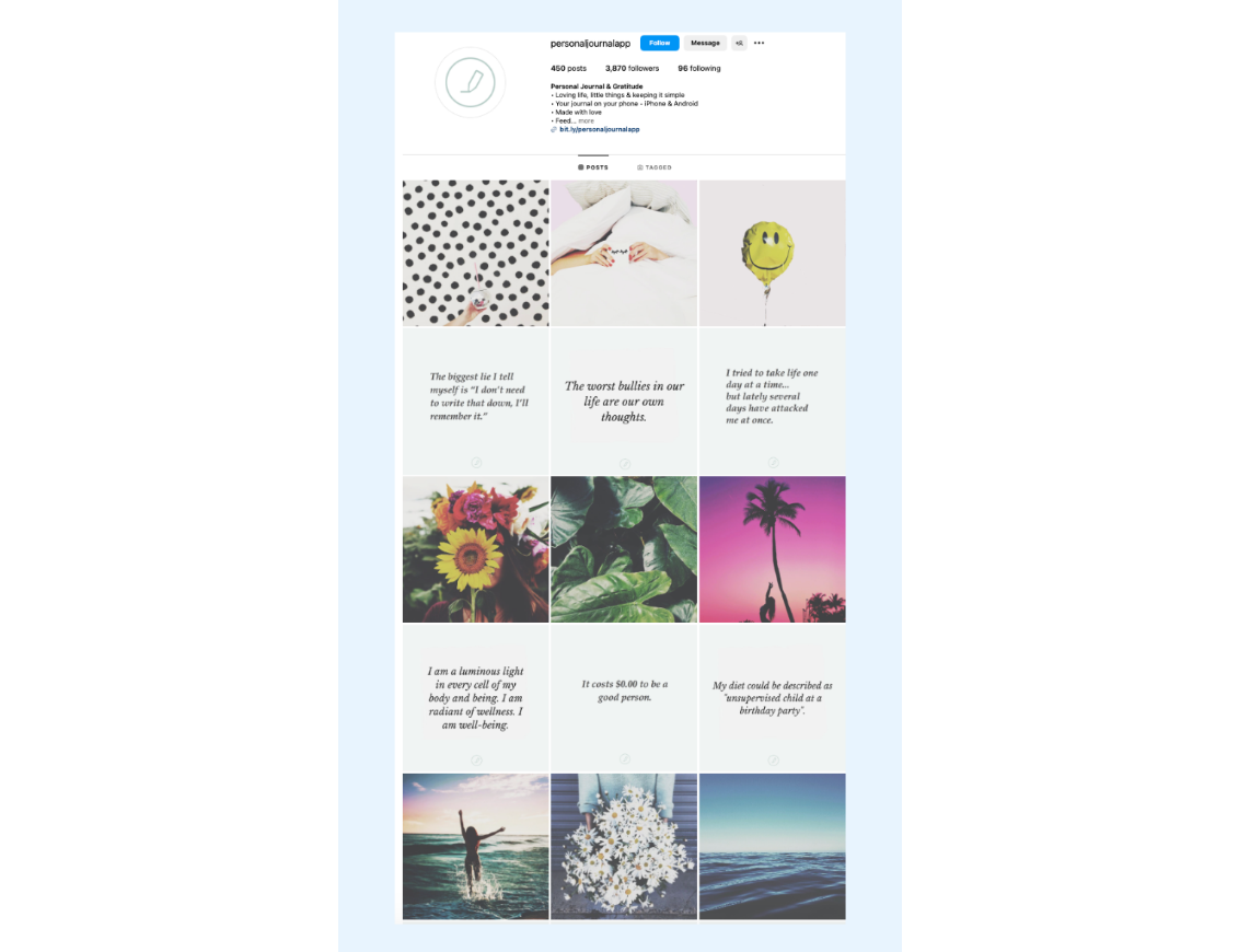 Mga pahalang na linya - isang epektibong layout ng profile ng negosyo sa Instagram