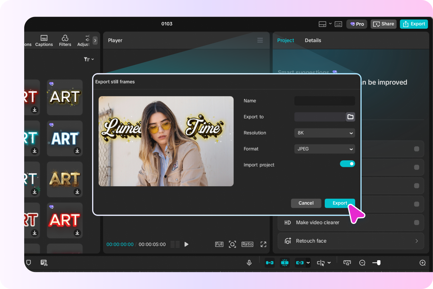  Exporting text behind image design from CapCut