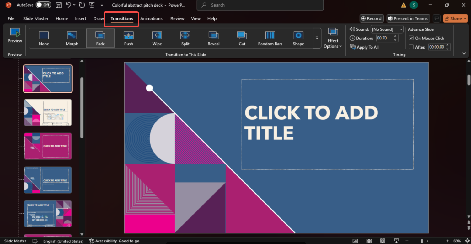 Add transitions to slides