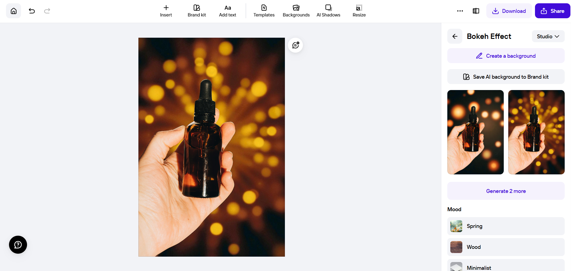 Photoroom interface