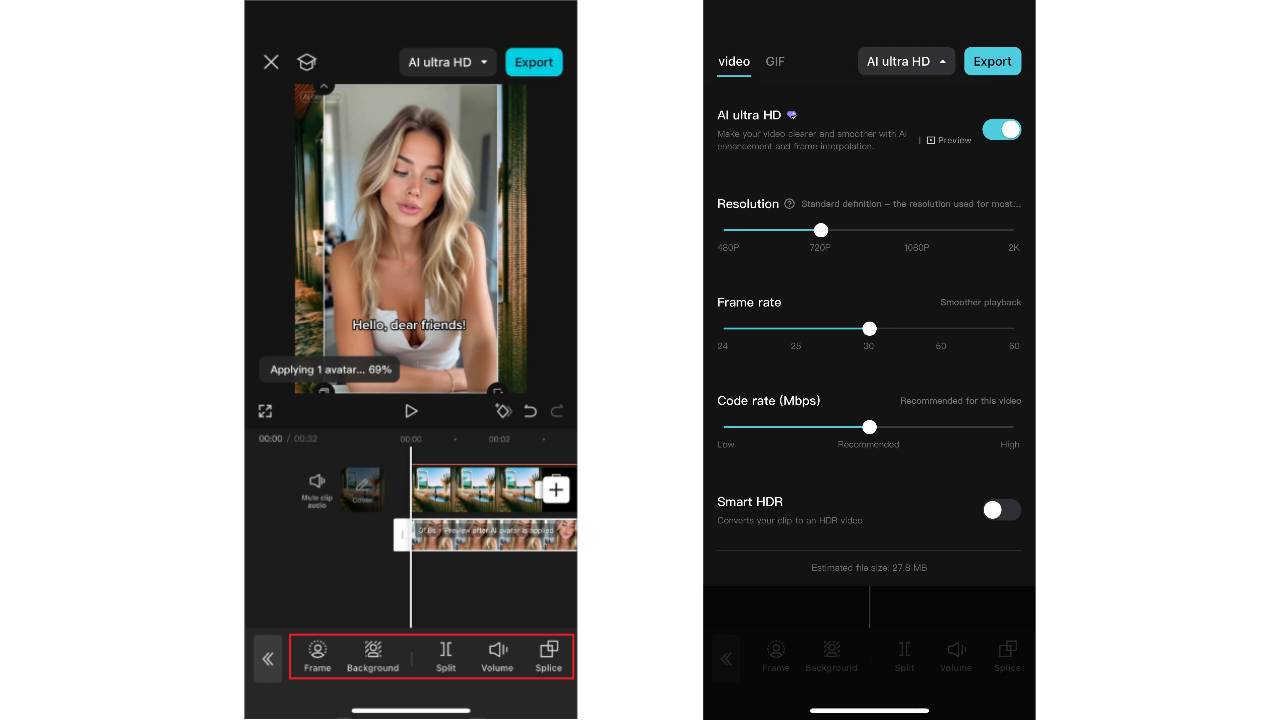 Refine and export the avatar video