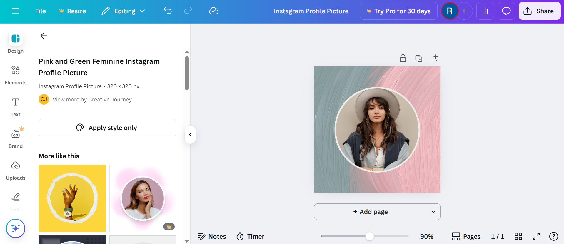 Canva - best tool to create good Instagram profile pictures
