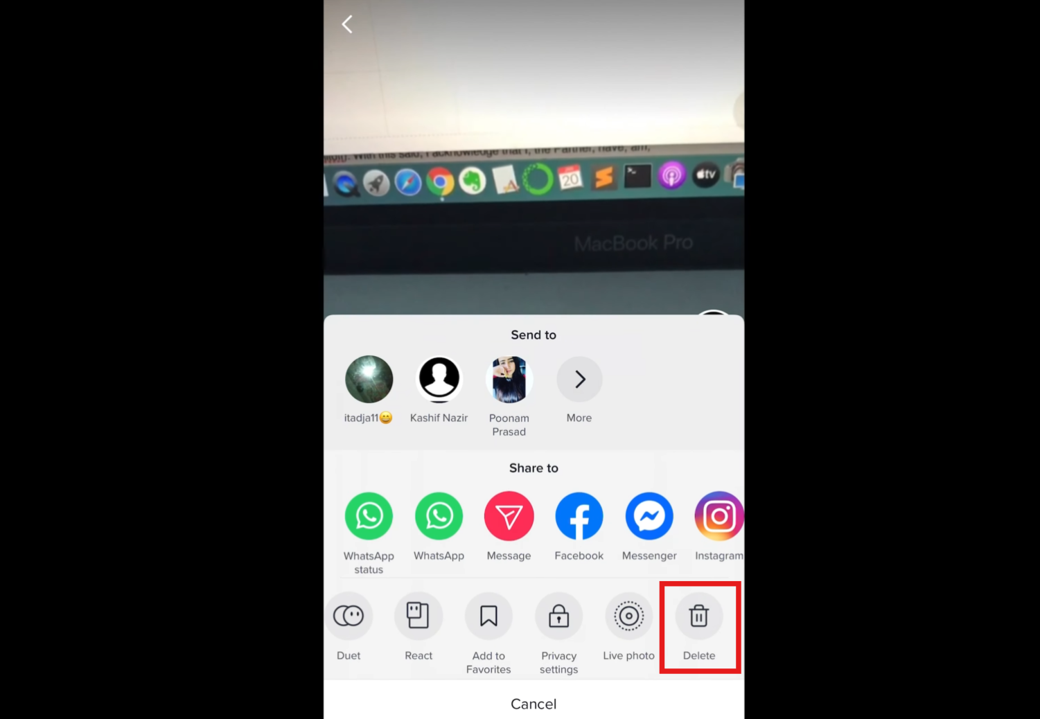 Supprimer la vidéo