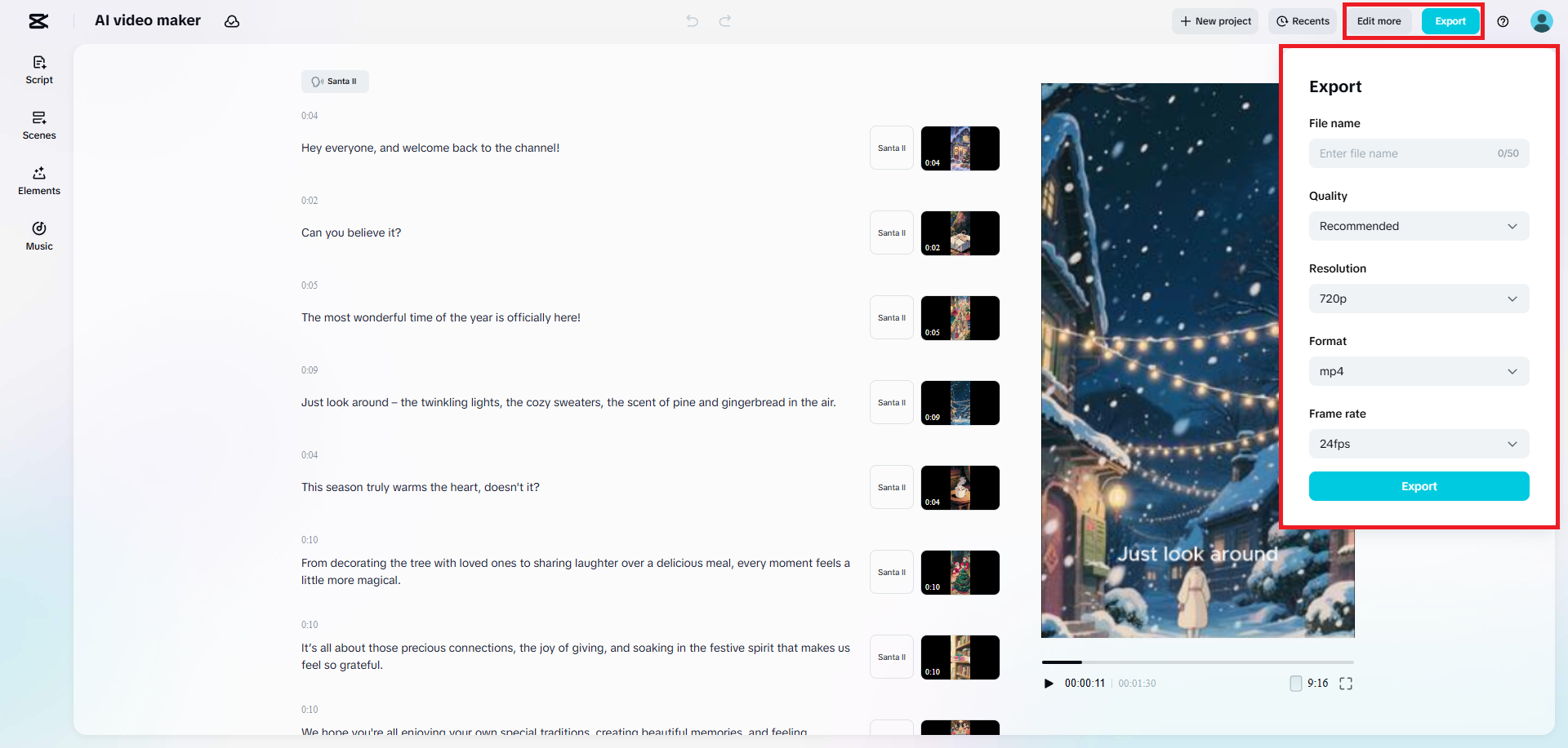 Download your Christmas video