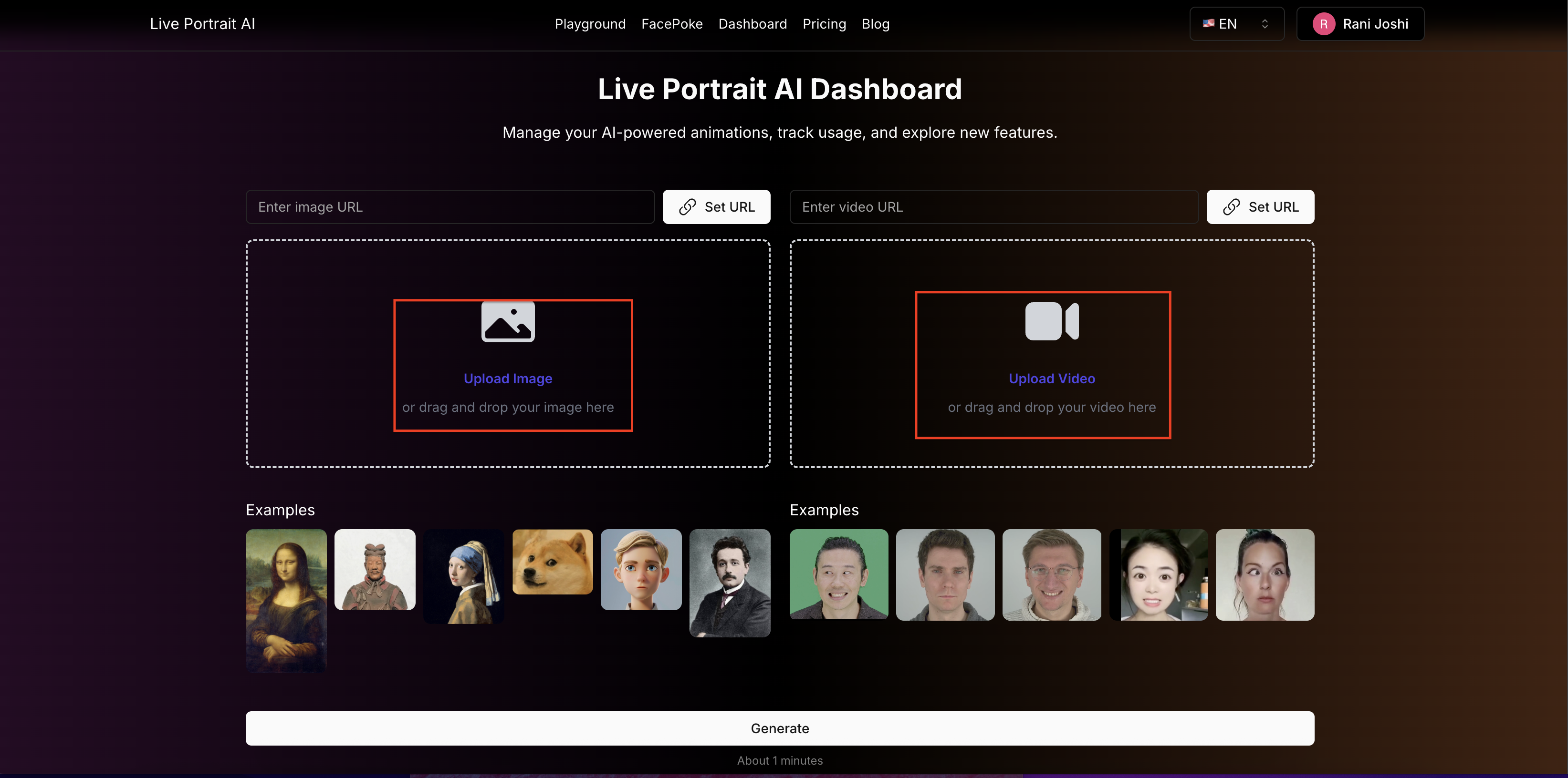 Téléchargez un portrait source et une vidéo