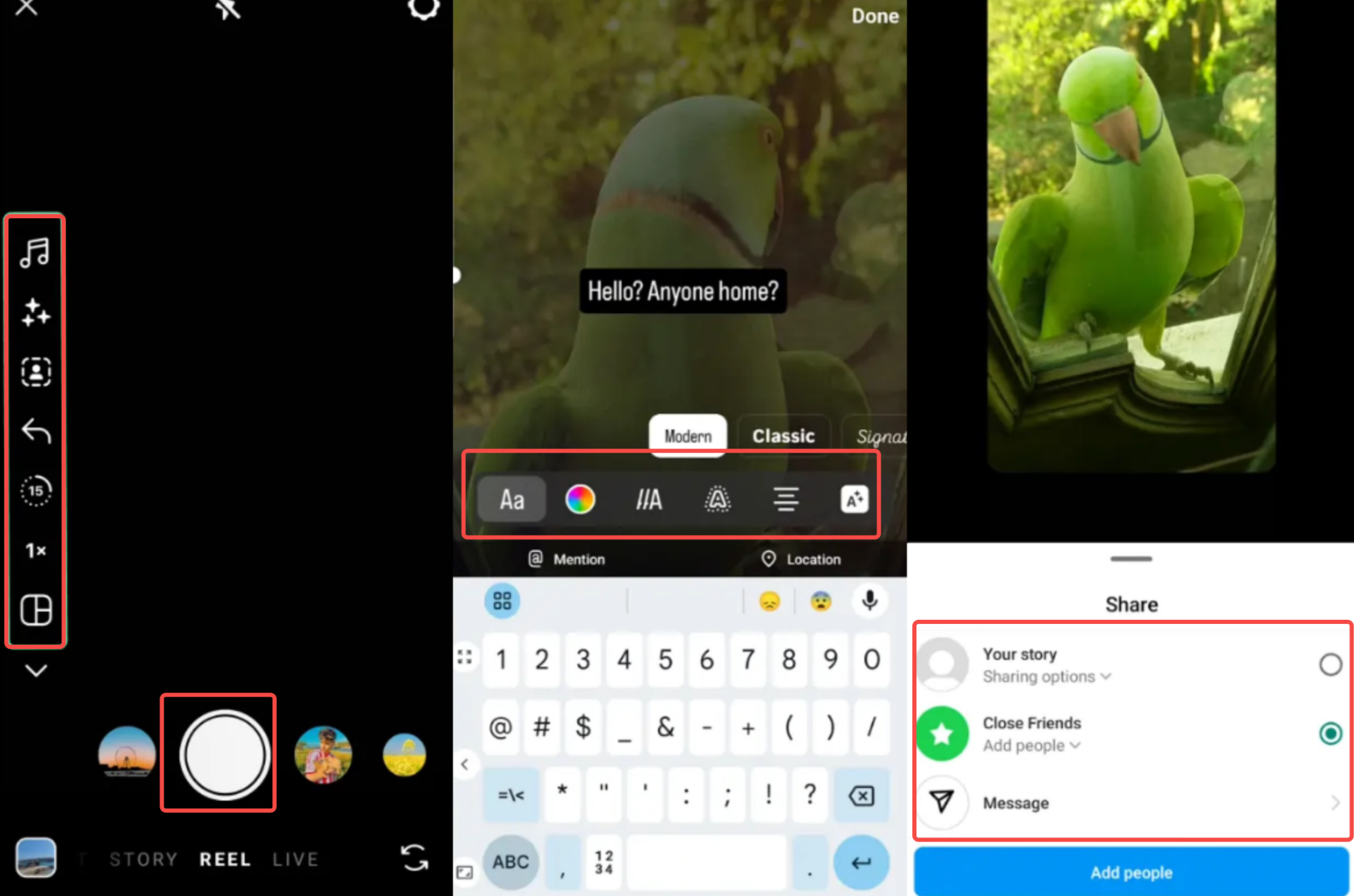 Interface of the CapCut mobile app