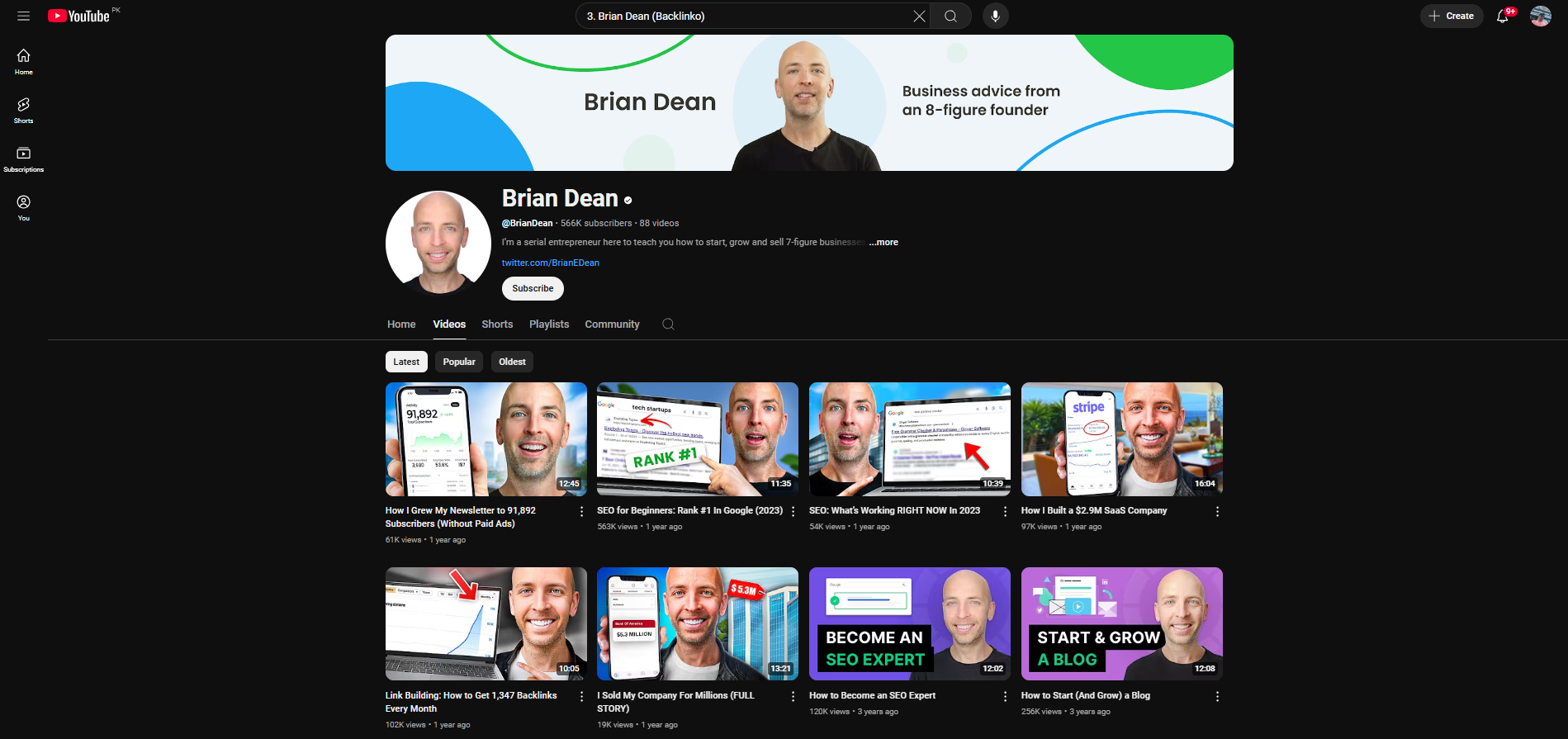 Brian Dean (Backlinko) - ein wertvoller Growth-Hacking-YouTube-Kanal