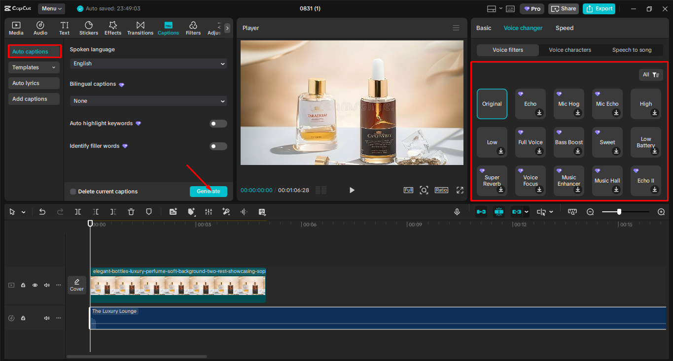 Adding an AI voiceover to the CapCut desktop video editor