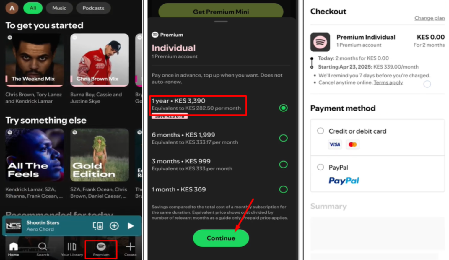 Bild som visar hur du får ett Spotify-årsprenumeration