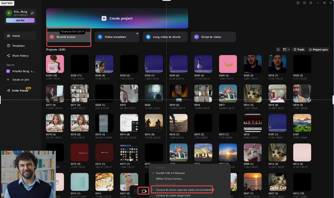 Registra il tuo video