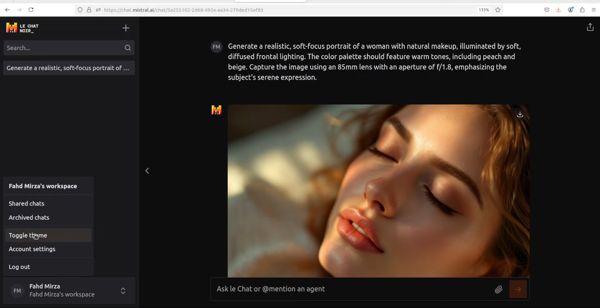 Le Chat 인터페이스 - 접근성이 높은 Flux AI 이미지 생성기
