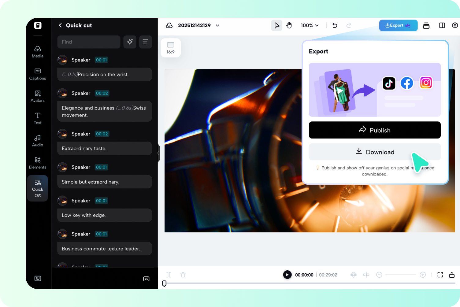 Export & share video