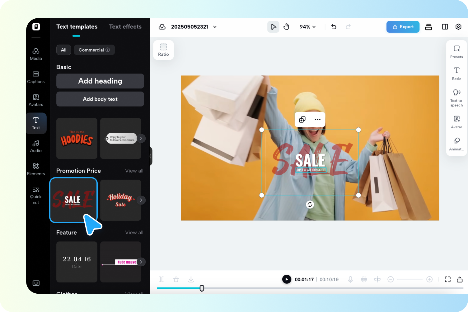Add text to video