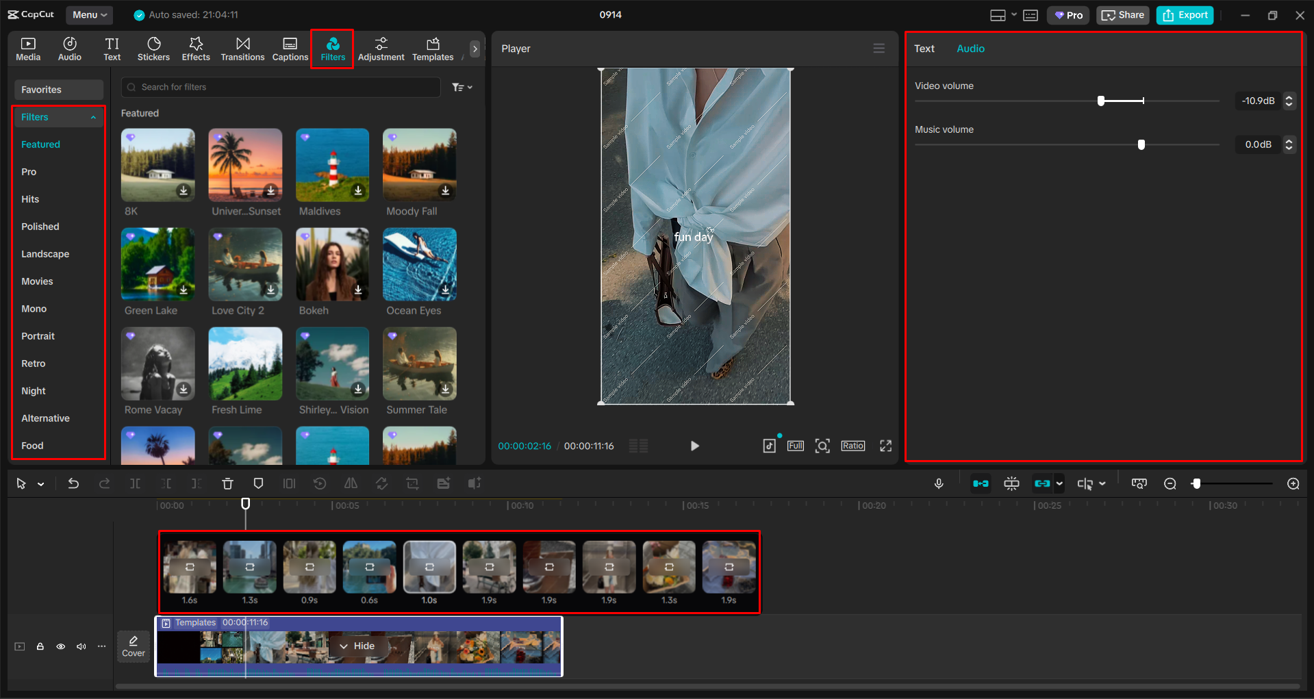 Customizing the video template in the CapCut desktop video editor