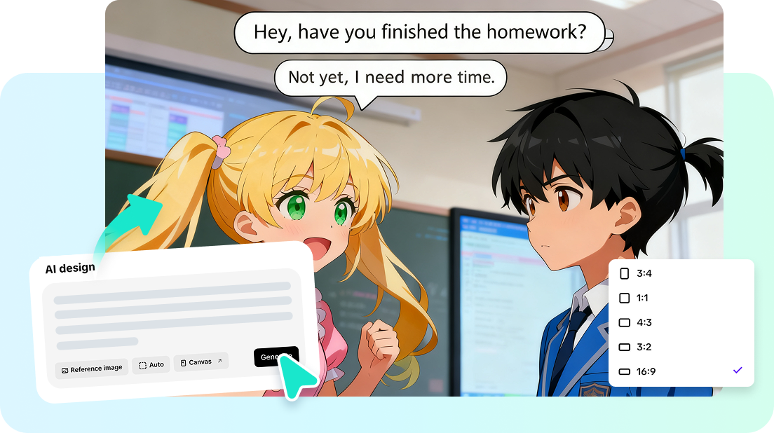 AI design tool for creating comics