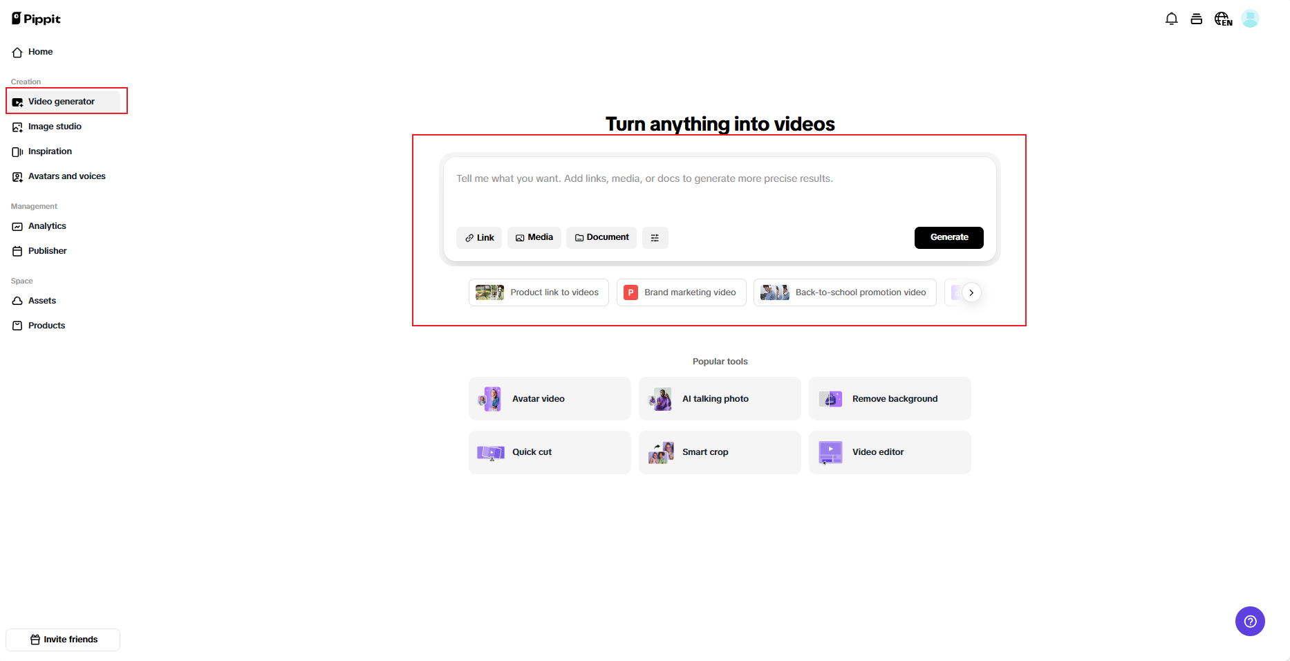 Upload and generate your video