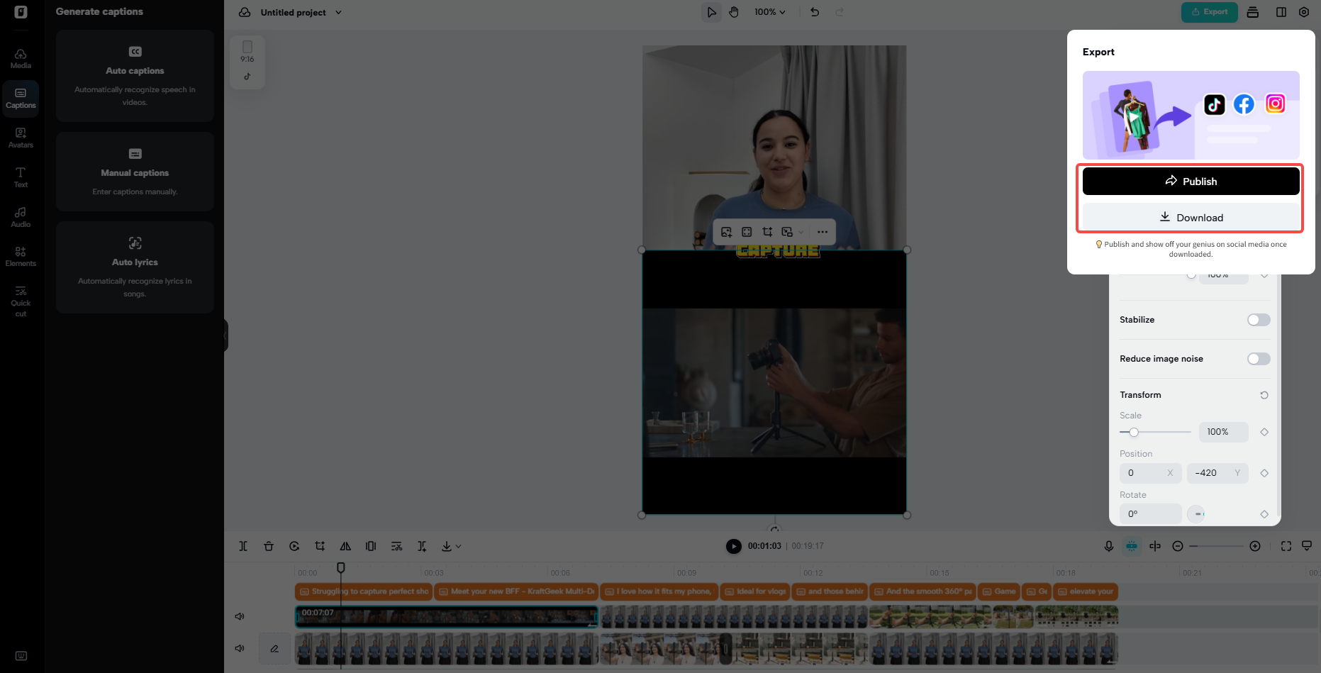 Export the video