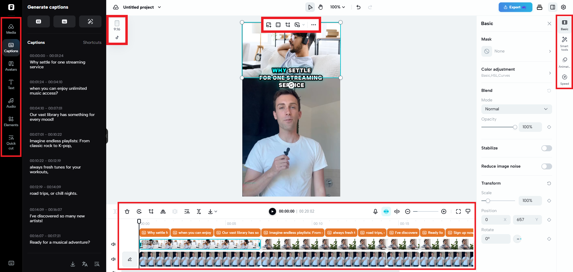 The edit more interface