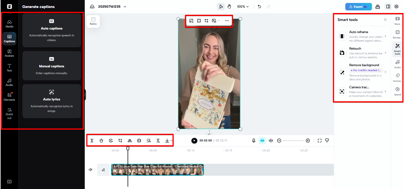 Video editor in Pippit